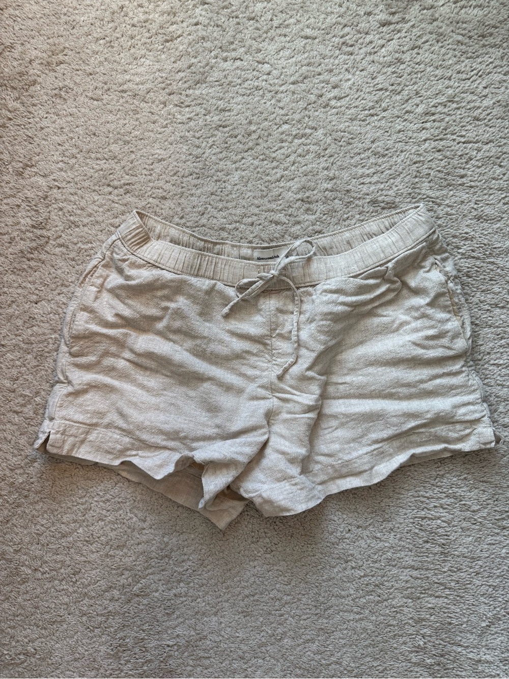 Abercrombie & Fitch Light Beige Drawstring Athletic Shorts